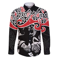 Aotearoa Toitu Te Tiriti Family Matching Tank Maxi Dress and Hawaiian Shirt New Zealand Stand Together Stand Stronger LT9 Dad's Shirt - Long Sleeve Black - Polynesian Pride
