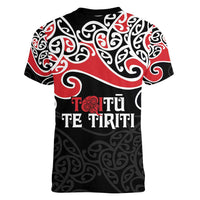 Aotearoa Toitu Te Tiriti Women V-Neck T-Shirt New Zealand Stand Together Stand Stronger