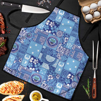 Federated States of Micronesia Merry Christmas Apron Pacific Patchwork Xmas Vibes LT9 Blue - Polynesian Pride