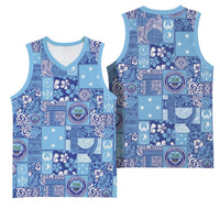 Federated States of Micronesia Merry Christmas Basketball Jersey Pacific Patchwork Xmas Vibes - Polynesian Pride