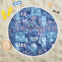Federated States of Micronesia Merry Christmas Beach Blanket Pacific Patchwork Xmas Vibes LT9 One Size 150cm Blue - Polynesian Pride