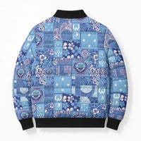 Federated States of Micronesia Merry Christmas Bomber Puffer Jacket Pacific Patchwork Xmas Vibes - Polynesian Pride