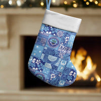 Federated States of Micronesia Merry Christmas Stocking Pacific Patchwork Xmas Vibes LT9 Set of 2 Blue - Polynesian Pride