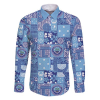 Federated States of Micronesia Merry Christmas Family Matching Off The Shoulder Long Sleeve Dress and Hawaiian Shirt Pacific Patchwork Xmas Vibes - Polynesian Pride