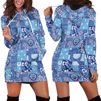Federated States of Micronesia Merry Christmas Hoodie Dress Pacific Patchwork Xmas Vibes - Polynesian Pride
