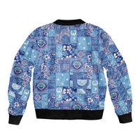 Federated States of Micronesia Merry Christmas Sleeve Zip Bomber Jacket Pacific Patchwork Xmas Vibes - Polynesian Pride