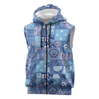 Federated States of Micronesia Merry Christmas Sleeveless Zip Hoodie Pacific Patchwork Xmas Vibes - Polynesian Pride
