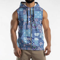 Federated States of Micronesia Merry Christmas Sleeveless Zip Hoodie Pacific Patchwork Xmas Vibes - Polynesian Pride