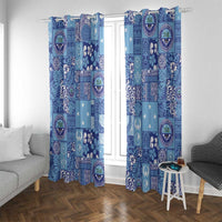 Federated States of Micronesia Merry Christmas Window Curtain Pacific Patchwork Xmas Vibes - Polynesian Pride