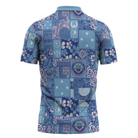 Federated States of Micronesia Merry Christmas Zipper Polo Shirt Pacific Patchwork Xmas Vibes - Polynesian Pride