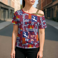 Kiribati Tekeraoi n te Kiritimati Cross Shoulder Shirt Pacific Patchwork Xmas Vibes LT9 - Polynesian Pride