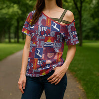 Kiribati Tekeraoi n te Kiritimati Cross Shoulder Shirt Pacific Patchwork Xmas Vibes LT9 - Polynesian Pride