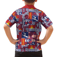 Kiribati Tekeraoi n te Kiritimati Family Matching Off Shoulder Maxi Dress and Hawaiian Shirt Pacific Patchwork Xmas Vibes - Polynesian Pride