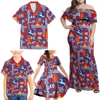 Kiribati Tekeraoi n te Kiritimati Family Matching Off Shoulder Maxi Dress and Hawaiian Shirt Pacific Patchwork Xmas Vibes - Polynesian Pride