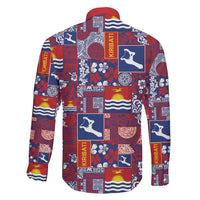 Kiribati Tekeraoi n te Kiritimati Family Matching Off Shoulder Maxi Dress and Hawaiian Shirt Pacific Patchwork Xmas Vibes - Polynesian Pride