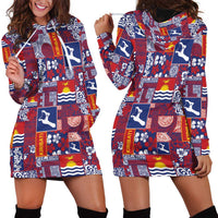 Kiribati Tekeraoi n te Kiritimati Hoodie Dress Pacific Patchwork Xmas Vibes - Polynesian Pride