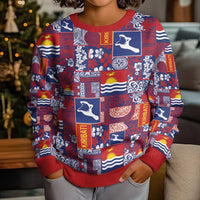 Kiribati Tekeraoi n te Kiritimati Kid Ugly Christmas Sweater Pacific Patchwork Xmas Vibes - Polynesian Pride