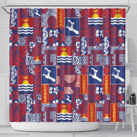 Kiribati Tekeraoi n te Kiritimati Shower Curtain Pacific Patchwork Xmas Vibes - Polynesian Pride