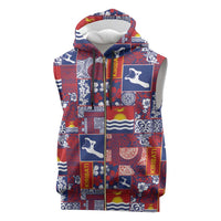 Kiribati Tekeraoi n te Kiritimati Sleeveless Zip Hoodie Pacific Patchwork Xmas Vibes - Polynesian Pride