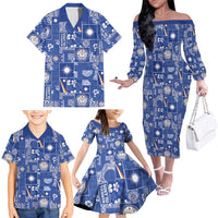 Marshall Islands Merry Christmas Family Matching Off The Shoulder Long Sleeve Dress and Hawaiian Shirt Pacific Patchwork Xmas Vibes - Polynesian Pride