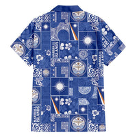 Marshall Islands Merry Christmas Family Matching Off The Shoulder Long Sleeve Dress and Hawaiian Shirt Pacific Patchwork Xmas Vibes - Polynesian Pride