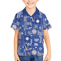 Marshall Islands Merry Christmas Family Matching Off The Shoulder Long Sleeve Dress and Hawaiian Shirt Pacific Patchwork Xmas Vibes - Polynesian Pride