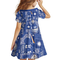 Marshall Islands Merry Christmas Kid Short Sleeve Dress Pacific Patchwork Xmas Vibes LT9 - Polynesian Pride
