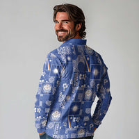 Marshall Islands Merry Christmas Long Sleeve Polo Shirt Pacific Patchwork Xmas Vibes - Polynesian Pride