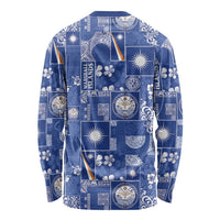 Marshall Islands Merry Christmas Long Sleeve Shirt Pacific Patchwork Xmas Vibes - Polynesian Pride