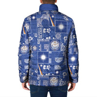 Marshall Islands Merry Christmas Padded Jacket Pacific Patchwork Xmas Vibes - Polynesian Pride