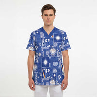 Marshall Islands Merry Christmas Scrub Top Pacific Patchwork Xmas Vibes - Polynesian Pride