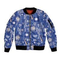 Marshall Islands Merry Christmas Sleeve Zip Bomber Jacket Pacific Patchwork Xmas Vibes - Polynesian Pride