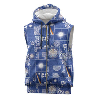 Marshall Islands Merry Christmas Sleeveless Zip Hoodie Pacific Patchwork Xmas Vibes - Polynesian Pride