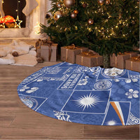 Marshall Islands Merry Christmas Tree Skirt Pacific Patchwork Xmas Vibes - Polynesian Pride