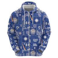 Marshall Islands Merry Christmas Zip Hoodie Pacific Patchwork Xmas Vibes - Polynesian Pride