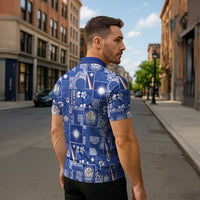 Marshall Islands Merry Christmas Zipper Polo Shirt Pacific Patchwork Xmas Vibes LT9 - Polynesian Pride