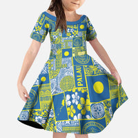 Palau Ungil Kurismas Family Matching Long Sleeve Bodycon Dress and Hawaiian Shirt Pacific Patchwork Xmas Vibes LT9 Daughter's Dress Green - Polynesian Pride