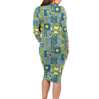 Palau Ungil Kurismas Family Matching Long Sleeve Bodycon Dress and Hawaiian Shirt Pacific Patchwork Xmas Vibes - Polynesian Pride