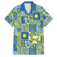 Palau Ungil Kurismas Family Matching Off The Shoulder Long Sleeve Dress and Hawaiian Shirt Pacific Patchwork Xmas Vibes LT9 Dad's Shirt - Short Sleeve Green - Polynesian Pride