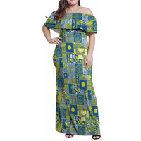 Palau Ungil Kurismas Family Matching Off Shoulder Maxi Dress and Hawaiian Shirt Pacific Patchwork Xmas Vibes - Polynesian Pride