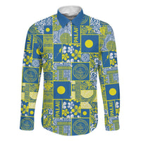 Palau Ungil Kurismas Family Matching Short Sleeve Bodycon Dress and Hawaiian Shirt Pacific Patchwork Xmas Vibes LT9 Dad's Shirt - Long Sleeve Green - Polynesian Pride