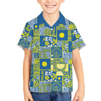 Palau Ungil Kurismas Kid Hawaiian Shirt Pacific Patchwork Xmas Vibes LT9 Kid Green - Polynesian Pride