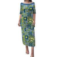 Palau Ungil Kurismas Puletasi Pacific Patchwork Xmas Vibes LT9 Long Dress Green - Polynesian Pride