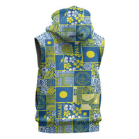 Palau Ungil Kurismas Sleeveless Zip Hoodie Pacific Patchwork Xmas Vibes LT9 - Polynesian Pride