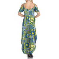 Palau Ungil Kurismas Summer Maxi Dress Pacific Patchwork Xmas Vibes LT9 - Polynesian Pride
