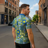 Palau Ungil Kurismas Zipper Polo Shirt Pacific Patchwork Xmas Vibes LT9 - Polynesian Pride