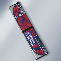 Red Samoa Manuia Le Kerisimasi Auto Sun Shade Pacific Patchwork Xmas Vibes - Polynesian Pride