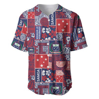 Red Samoa Manuia Le Kerisimasi Baseball Jersey Pacific Patchwork Xmas Vibes LT9 Red - Polynesian Pride