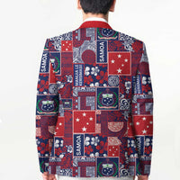 Red Samoa Manuia Le Kerisimasi Blazer Pacific Patchwork Xmas Vibes - Polynesian Pride