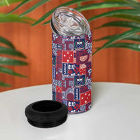 Red Samoa Manuia Le Kerisimasi 4 in 1 Can Cooler Tumbler Pacific Patchwork Xmas Vibes - Polynesian Pride